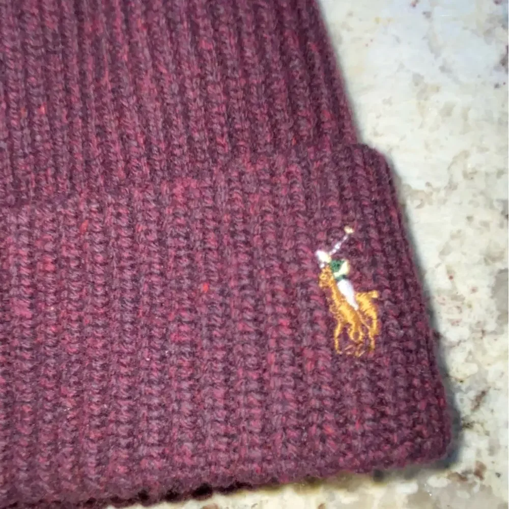 POLO Ralph Lauren $78 Signature Pony 100% Merino Wool-Beanie Juneberry OS NWOT
